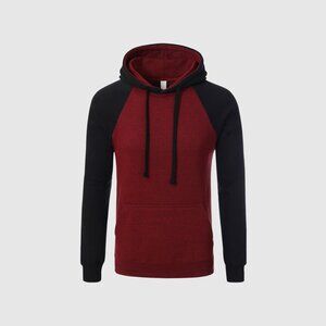 Men's Premium Heavyweight Pullover Two-Tone Hoodies Cranberry Black